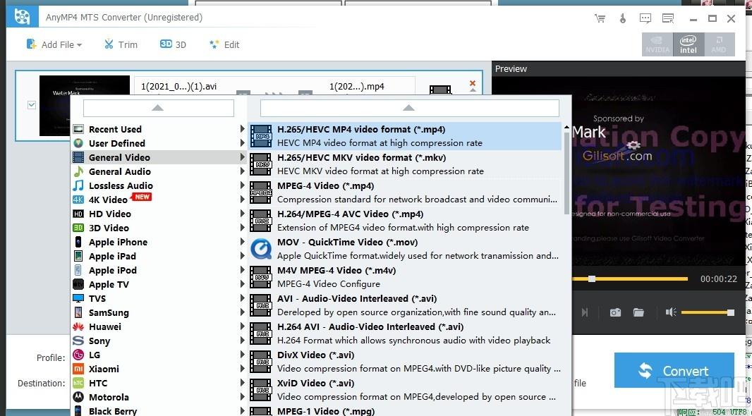 AnyMP4 MTS Converter下载,MTS格式转换器,格式转换,视频转换
